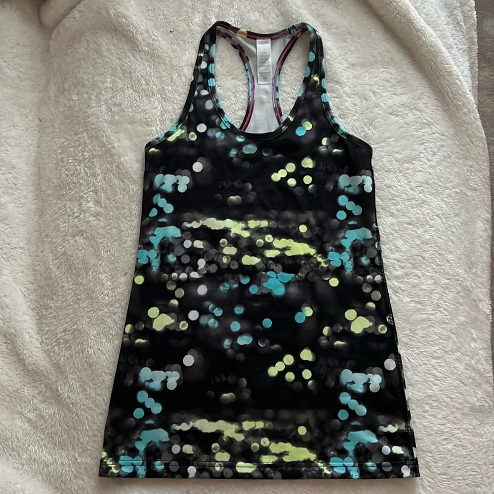 EUC IVIVVA Girls Lululemon Keep Your Cool Racerback Tank Top Size 12 dots